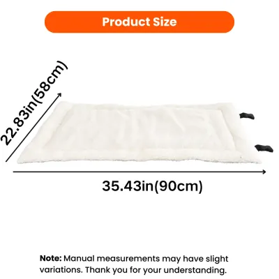White sherpa dog mat measuring 35.43 by 22.83 inches or 90 by 58 centimeters