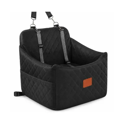 Black Quilted Pet Car Seat Bed Black quilted pet car seat bed with adjustable straps, padded sides and exterior storage pocket