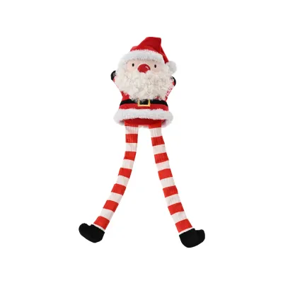 Christmas Santa Plush Dog Toy for Holiday Pet Gifts Christmas Santa plush dog toy featuring soft fabric and extra long red and white striped legs
