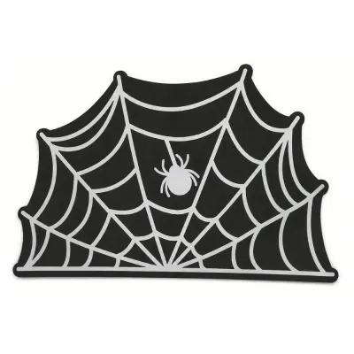Halloween Spider Web Pet Feeding Mat Black Halloween spider web pet feeding mat with non slip backing for dog and cat food bowls