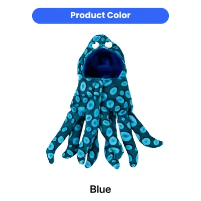 Blue Halloween octopus pet costume shown in available blue color