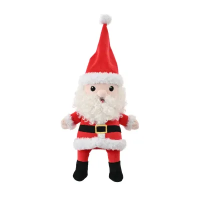 Christmas Santa Plush Squeaky Dog Toy Christmas Santa plush squeaky dog toy in red and white holiday design on white background