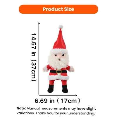 Santa Dog Toy Size 14.57 x 6.69 Inches Santa plush dog toy measuring 14.57 x 6.69 inches or 37 x 17 cm