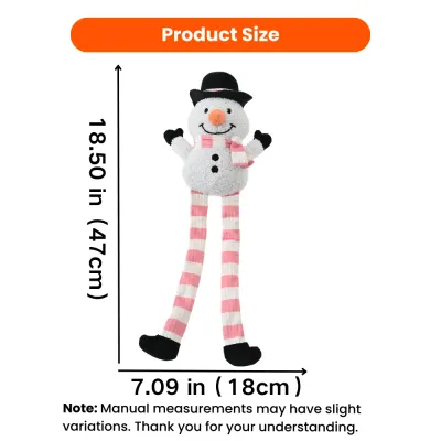 Christmas Snowman Dog Toy Size 18 x 47 cm Christmas snowman dog toy size chart showing 7.09 x 18.50 inches or 18 x 47 cm