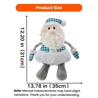 Christmas Santa Dog Toy Size 13.78 x 12.20 Inches Christmas Santa plush dog toy size chart measuring approximately 13.78 inches wide by 12.20 inches high, 35 by 31 cm