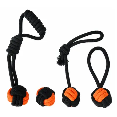 Black Orange Halloween Rope Toys for Dogs Black and orange Halloween rope toys for dogs including tug ropes and knotted rope balls