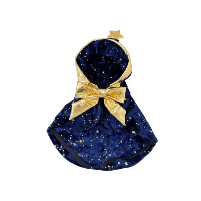 Halloween Wizard Cloak Costume for Dogs and Cats Halloween wizard cloak costume for dogs and cats in blue velvet with gold star details