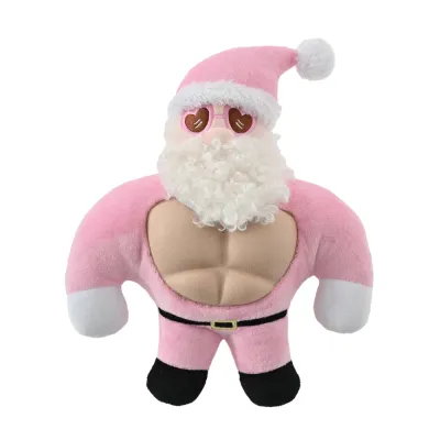 Wholesale Pink Santa Christmas Plush Dog Toy Wholesale pink Santa Christmas plush dog toy with soft arms, embroidered details and festive holiday design