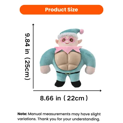Christmas Elf Dog Toy Size 8.66 x 9.84 Inches Christmas elf plush dog toy measuring 8.66 inches wide and 9.84 inches high