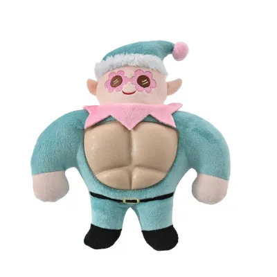 Muscular Christmas Elf Dog Plush Toy Soft muscular Christmas elf plush dog toy for holiday play and pet gifts