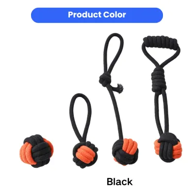 Halloween Dog Rope Toy Set Black Color Black Halloween dog rope toy set with orange knotted rope balls in four designs
