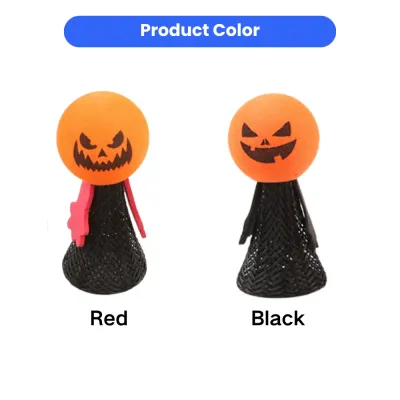 Halloween Cat Toy Color Options Halloween pumpkin cat toy showing red and black decorative color options