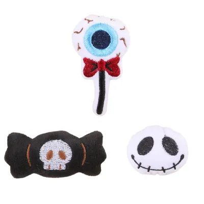 Halloween Cat Toy Set – 3 Piece Plush Cat Toys 3 piece Halloween cat toy set with eyeball, skull candy and spooky face plush toys