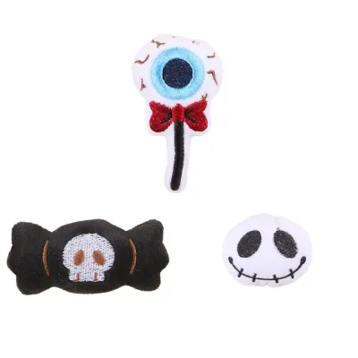 Halloween Plush Cat Toys – Eyeball Skull and Spooky Face Halloween plush cat toys with eyeball, skull candy and white spooky face designs