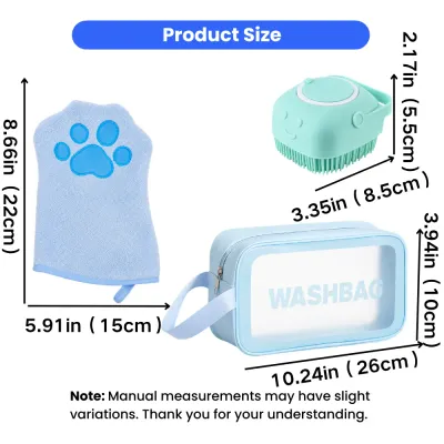 Pet grooming tool size chart showing nail clipper, nail file, deshedding rake, slicker brush and steel comb dimensions