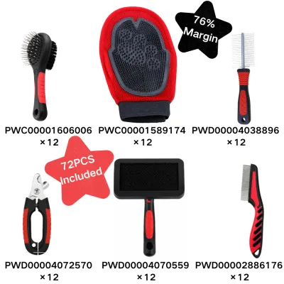 Wholesale Pet Grooming Tools 72 Piece Assortment 72 piece wholesale pet grooming tools assortment with brushes combs grooming glove nail clippers and grooming rake