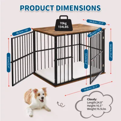 Furniture Dog Crate Dimensions and Weight Capacity Furniture dog crate dimensions with 31.1 inch length, 21.5 inch width and 25.2 inch height
