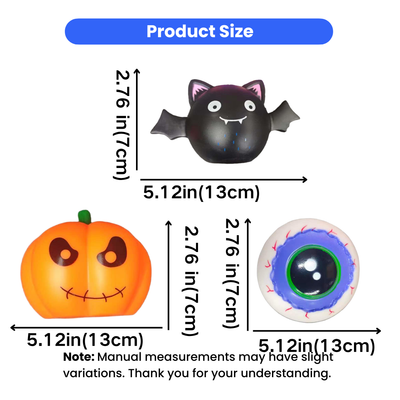 Halloween Vinyl Dog Toy Size and Dimensions Halloween vinyl dog toys measuring approximately 5.12 inches by 2.76 inches