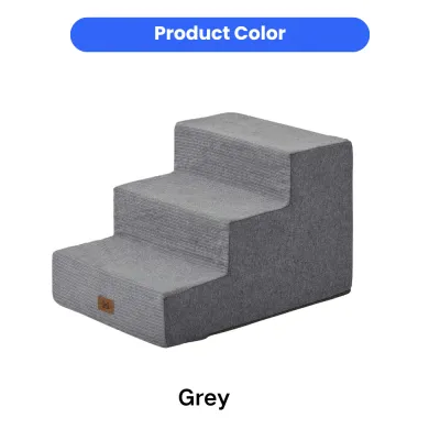 Grey 3 Step Pet Stairs Color Option Grey color three step dog stairs with soft textured fabric cover