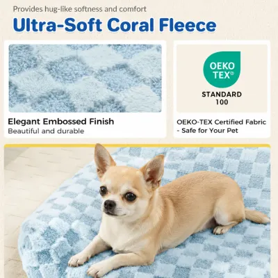 Ultra soft coral fleece sofa dog bed with OEKO TEX certified fabric and embossed plush surface for small dogs