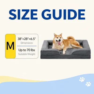 Orthopedic Dog Bed Size Guide Medium 38 x 28 x 6.5 Inch Medium orthopedic dog bed size guide measuring 38 x 28 x 6.5 inches for dogs up to 70 lb