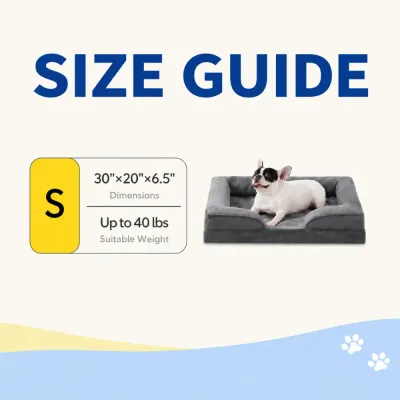 Small Orthopedic Dog Bed Size Guide Small orthopedic dog bed size 30 by 20 by 6.5 inches suitable for dogs up to 40 lbs