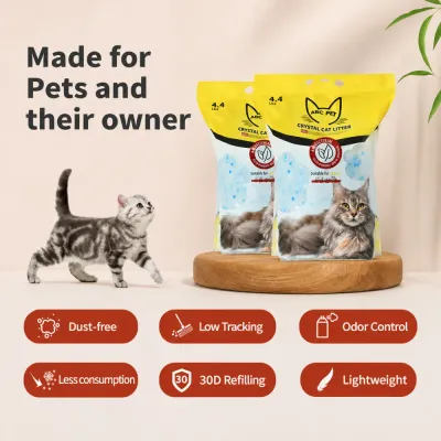 Crystal cat litter bags with dust-free low tracking odor control and lightweight features for cats