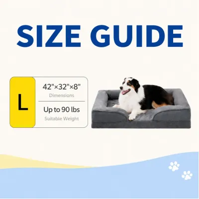 Large Orthopedic Dog Bed Size Guide for Dogs Up to 90 lbs Large orthopedic dog bed 42 x 32 x 8 inches for dogs up to 90 lbs