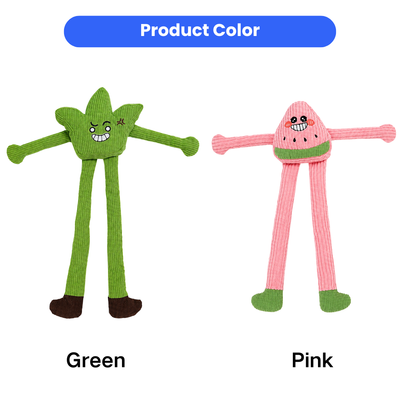 Green and Pink Long Leg Plush Dog Toys Green and pink long leg squeaky plush dog toy color options