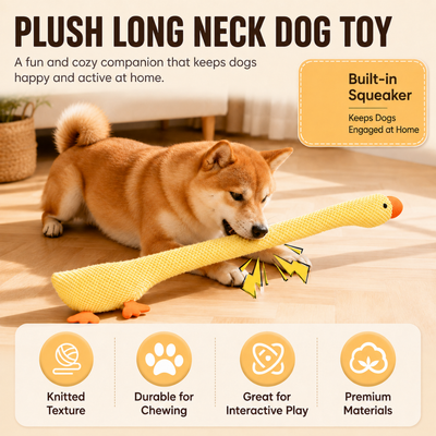 Plush Long Neck Dog Toy with Built-In Squeaker Plush long neck dog toy with knitted texture and built-in squeaker for interactive indoor play