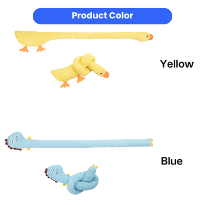 Long Neck Plush Dog Toy Available in Yellow and Blue Yellow duck and blue dinosaur long neck plush dog toys available in two colors