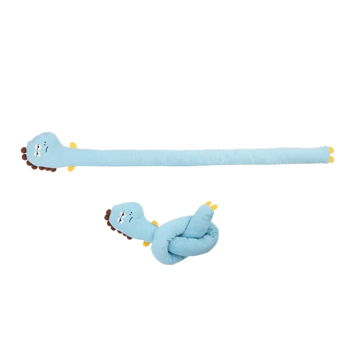 Blue Long Neck Plush Dog Toy Straight and Knotted Design Blue long neck plush dog toy displayed in straight and knotted forms