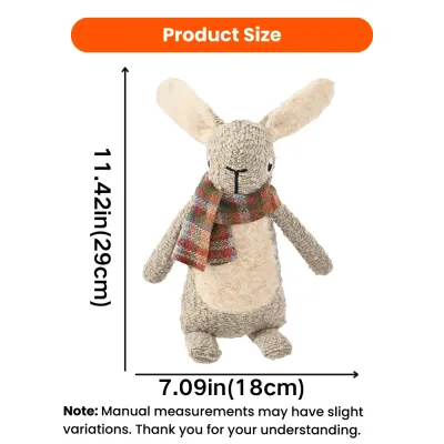 Autumn bunny plush dog toy size chart showing 11.42 inches high by 7.09 inches wide, approximately 29 by 18 cm