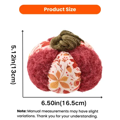 Pumpkin dog toy measuring 6.50 inches wide and 5.12 inches high