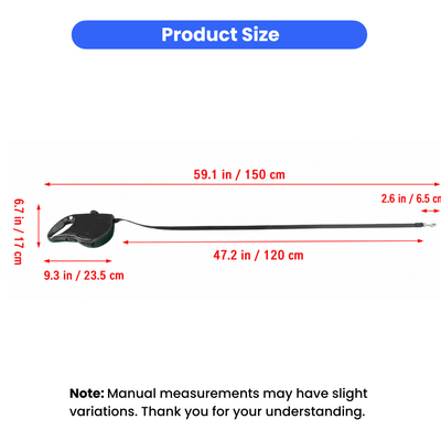 3-in-1 portable dog leash size guide with 59.1 in overall length, 47.2 in leash and ergonomic handle dimensions