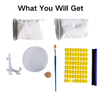 Complete DIY Pet Paw Print Keepsake Kit Accessories Complete pet paw print keepsake kit including clay packets display stand bowl brush paint letter stamps and rolling tools