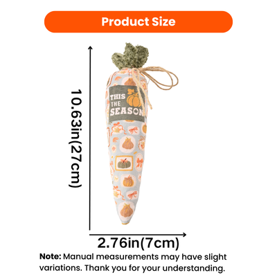 Autumn Cat Toy Size 10.63 Inch Autumn harvest cat toy measuring 10.63 inches long and 2.76 inches wide with seasonal pumpkin pattern