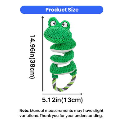 Interactive Frog Tug Dog Toy Size 38 x 13 cm Green frog plush rope tug dog toy measuring 14.96 x 5.12 inches (38 x 13 cm)