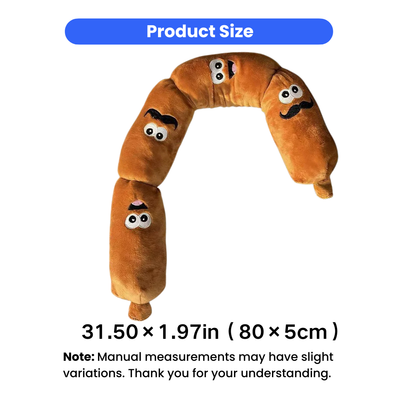 Long Sausage Dog Toy Size 31.5 Inch Long sausage squeaky dog toy measuring 31.5 x 1.97 inches 80 x 5 cm