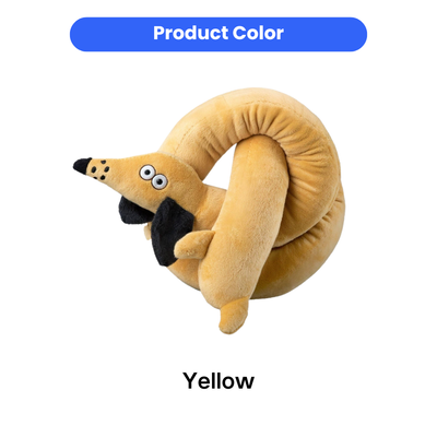 Yellow Transforming Sausage Dog Plush Toy Yellow transforming sausage dog plush toy with soft fabric and flexible twistable body