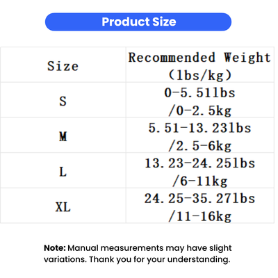 Christmas Dog Socks Size Guide S to XL Christmas dog socks size chart with recommended dog weight for sizes S, M, L and XL