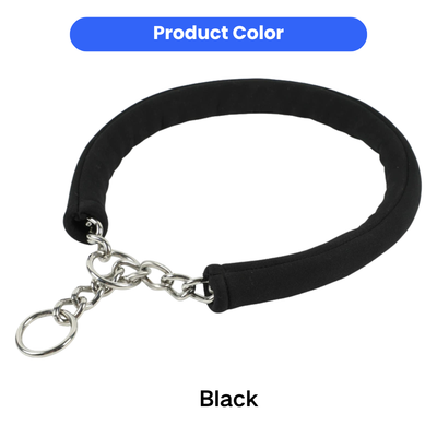 Black Padded Stainless Steel Dog Training Collar Black padded dog training collar with stainless steel chain and metal ring