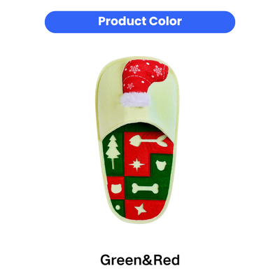 Christmas Dog Sniffing Toy Green and Red Color Green and red Christmas dog sniffing toy with Santa hat and treat hiding sections