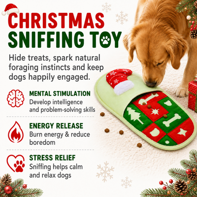 Christmas Dog Sniffing Toy for Mental Stimulation Christmas dog sniffing toy with treat hiding pockets for mental stimulation boredom relief and interactive play