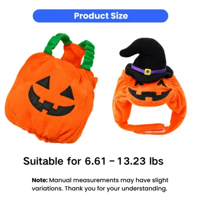 Halloween Pumpkin Pet Costume Size Guide for Dogs and Cats Halloween pumpkin pet costume size guide suitable for small dogs and cats weighing 6.61 to 13.23 lbs