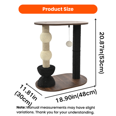 Cat scratching tree dimensions 18.90 x 11.81 x 20.87 inches, 48 x 30 x 53 cm