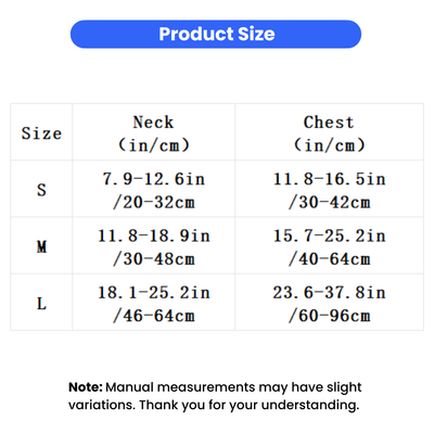 Halloween Spider Pet Costume Size Chart Halloween spider pet costume size chart with S, M and L neck and chest measurements
