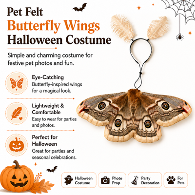 Pet Felt Butterfly Wings Halloween Costume for Dogs and Cats Pet felt butterfly wings Halloween costume with lightweight design for dogs and cats