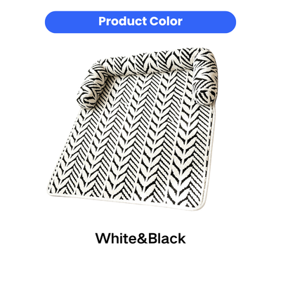 Black and White Striped Pet Mat Color White and black striped pet sleeping mat showing product color and pattern