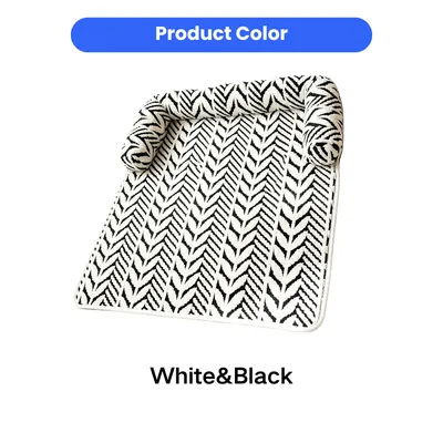 Black and White Striped Pet Mat Color White and black striped pet sleeping mat showing product color and pattern